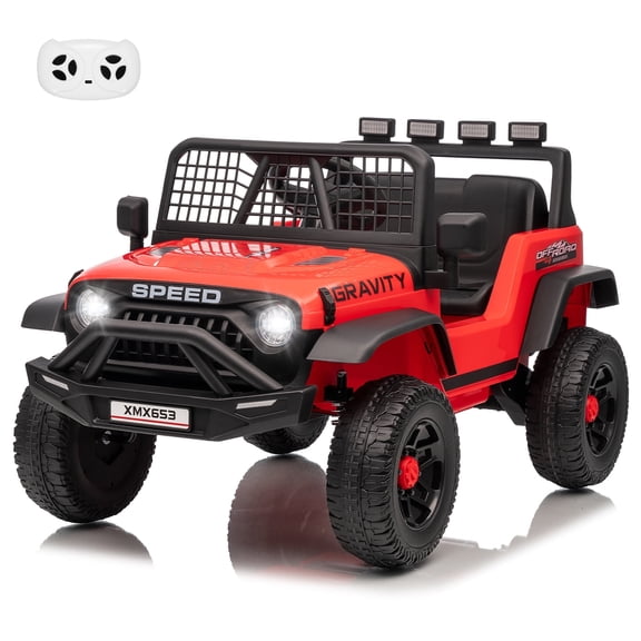 Ride on Car, 12V Battery Powered Vehicle Toy, Remote Control, 3 Speeds, 5MPH Max Speed, Lights, Horn, Music, Truck, Best Gift for Kids
