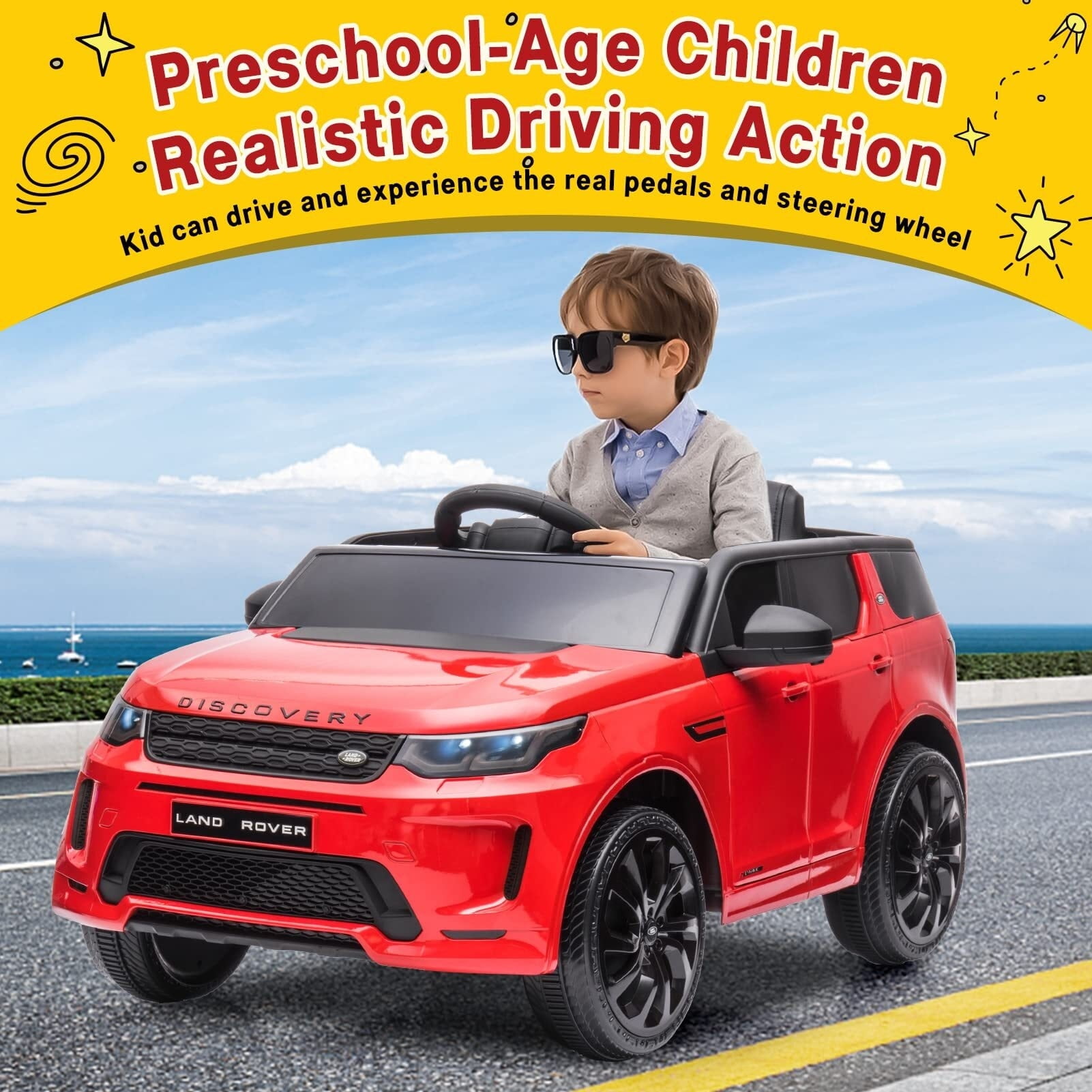 12V Red Licensed Land Rover Ride-On Car for Kids