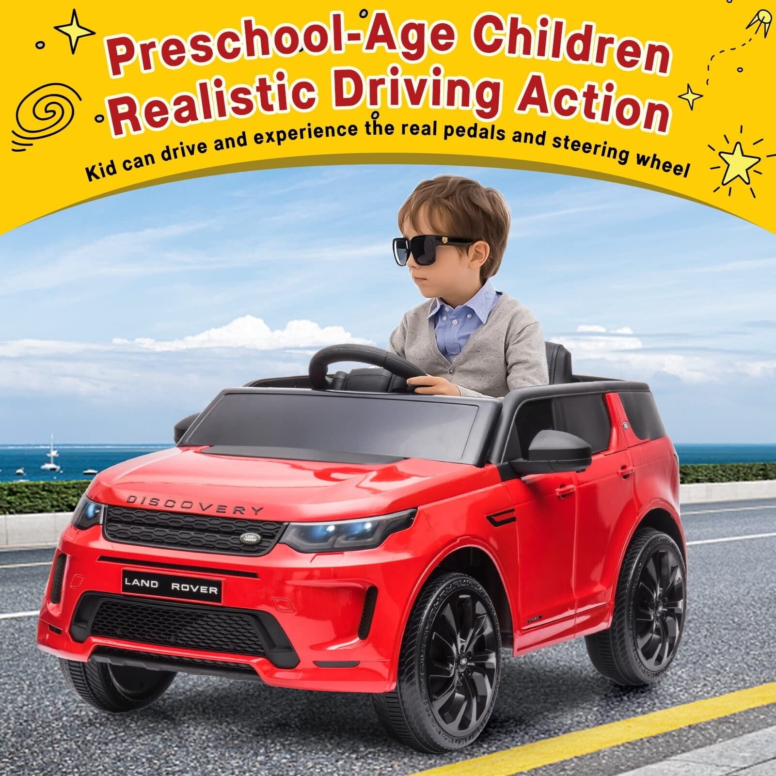 12V Red Licensed Land Rover Ride-On Car for Kids