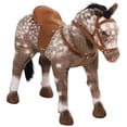 thumbnail image 1 of Ride on Horse, Riding Horse with Neighing Sound, Saddle, Stirrups, Ride on Animal for Kids Boys Girls 3-8 Years Old, Brown, 1 of 6
