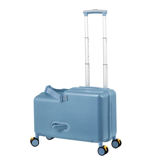 Ride-on Luggage for Kids,Hardshell Carry On Suitcase, Foldable Pedal, Lock, 4-Spinner Wheels, Blue