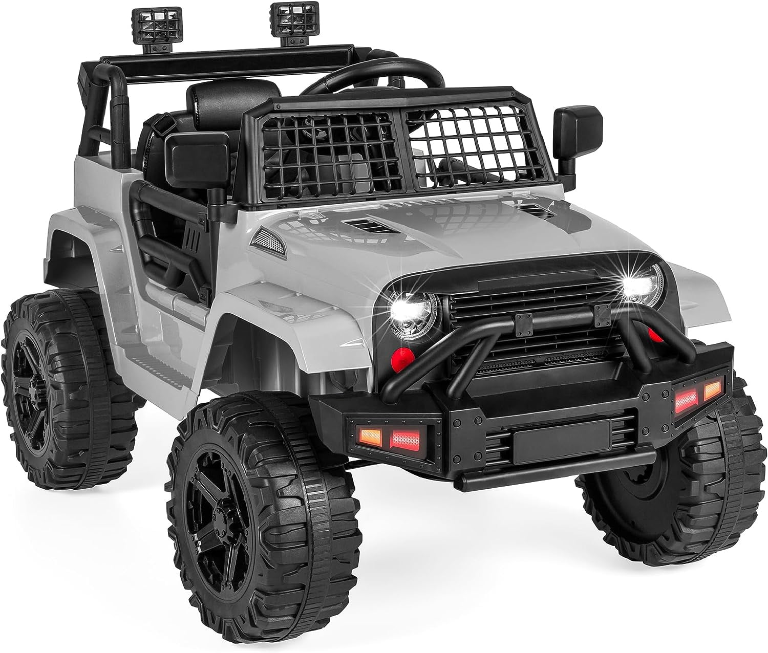 Light Gray 12V Kids Ride-On Truck with Remote Control
