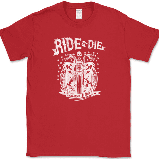 Ride or Die T-Shirt Funny Biker Motorcycle Rocket Ridding Freedom Tee - Red, 4XL