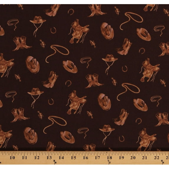 Ride the Range Accessories Chocolate Cotton Fabric