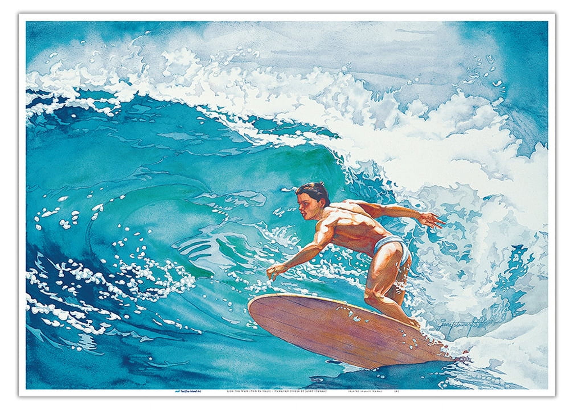 Ride the Wave (Heʻe Ka Nalu) Hawaiian Surfer From an Original