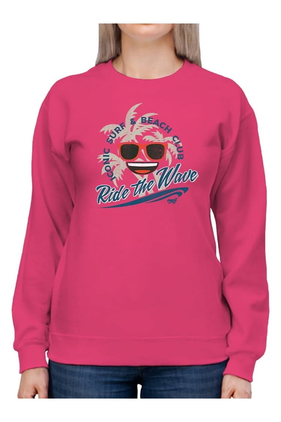 Ride the Wave - Surf Club Beach Vibes Retro Emoji Women's Sweatshirt