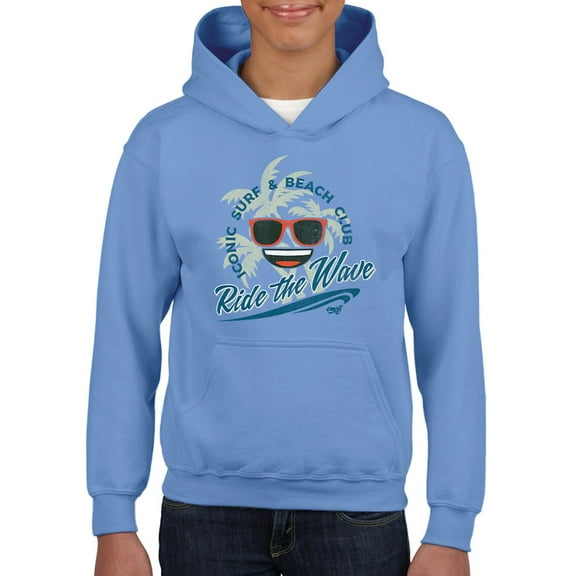 Ride the Wave - Surf Club Beach Vibes Retro Emoji Youth's Hoodie