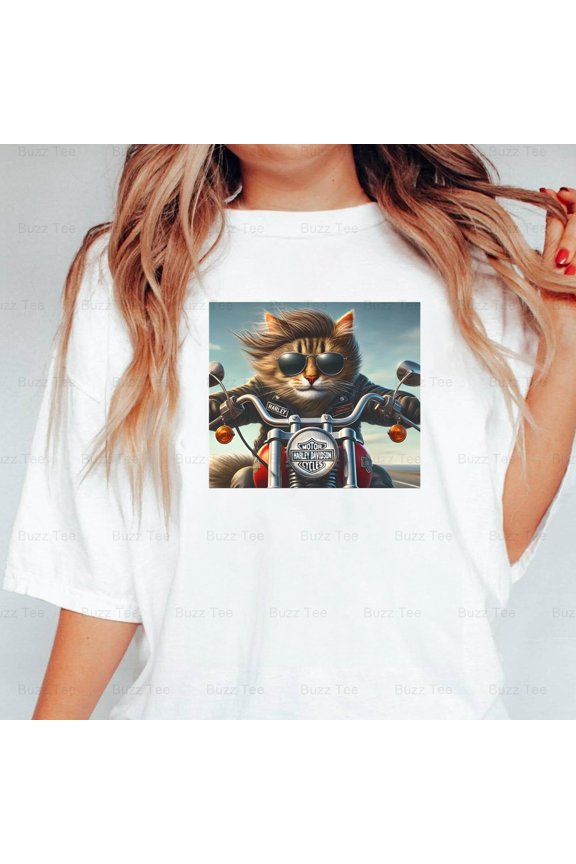 Ride to Live Live to Ride Funny Biker Kitty Cat Motorcycle V1130663 New Unisex T-Shirt, up to 5XL
