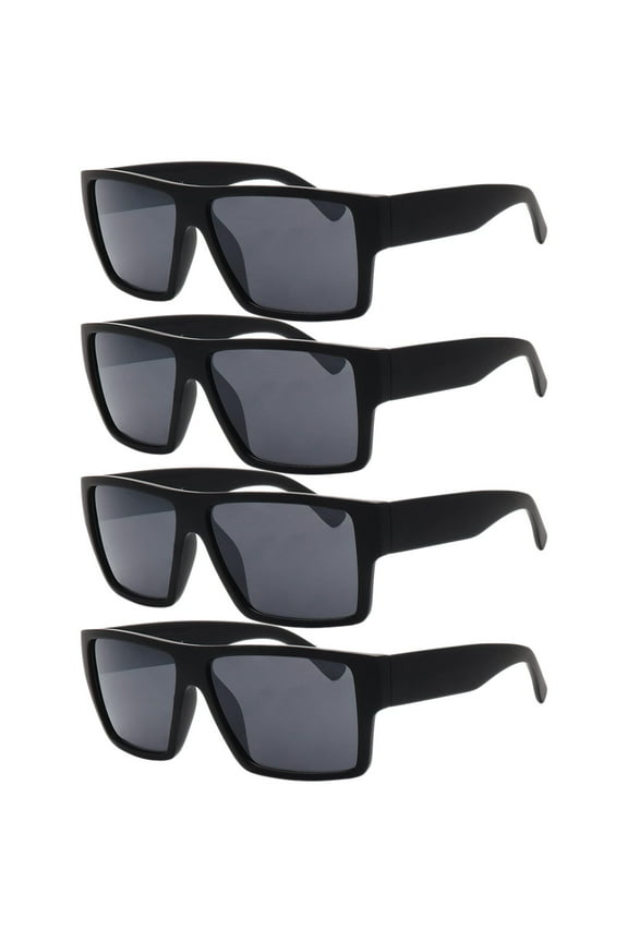 New Unisex Gangster Style All Black 4-Piece Sunglasses