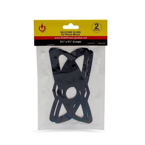 RidePower Silicone Slings for Phone Mounts, Black, Universal Fit, Large, 2-Pack (RPSLING2PKL)