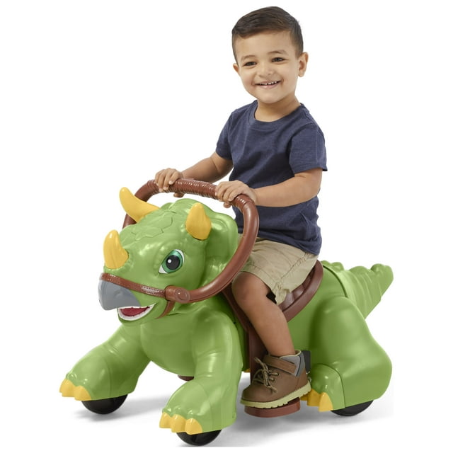 Rideamals Dinosaur Ride-On Toy by Kid Trax, powered rechargeable toddler, boys or girls, toddler