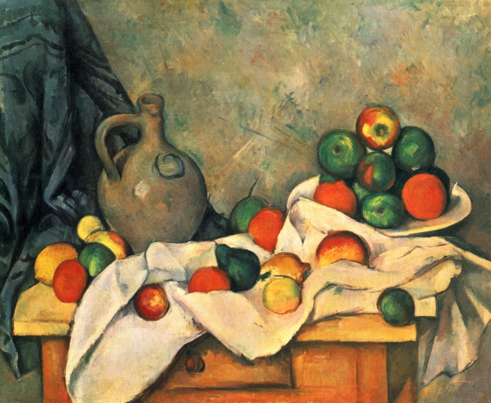 Rideau Cruchon et Compotier c1894 Canvas Art - Paul Czanne (24 x 36)