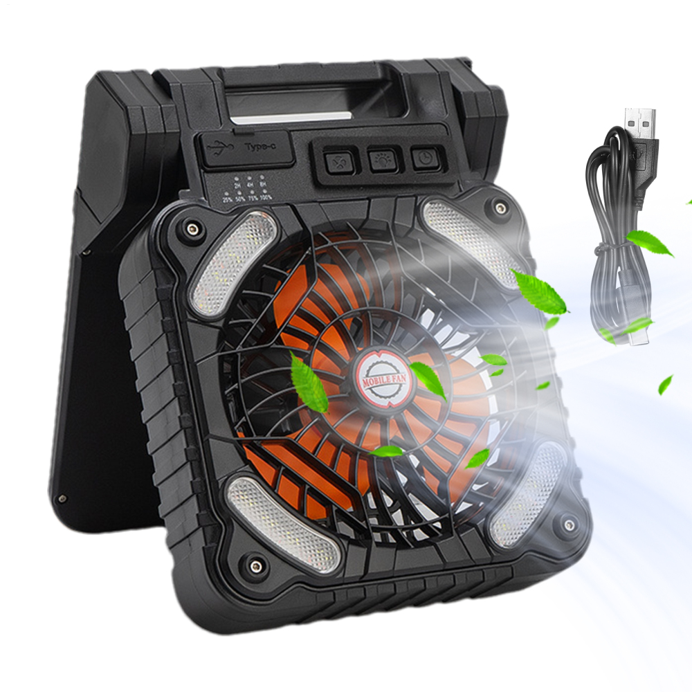 Ridecle Ventilador Solar Solar Camping Fan With LED Lantern Timer Rechargeable Portable Conditioner 4-Speed For Beach Picnic Gardening attractively