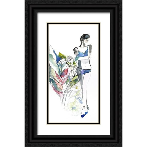 Rideout, Schuyler 11x18 Black Ornate Wood Framed with Double Matting Museum Art Print Titled - Lingerie Lady