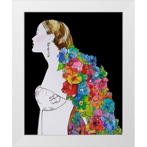 Rideout, Schuyler 12x14 White Modern Wood Framed Museum Art Print Titled - Flower Hair