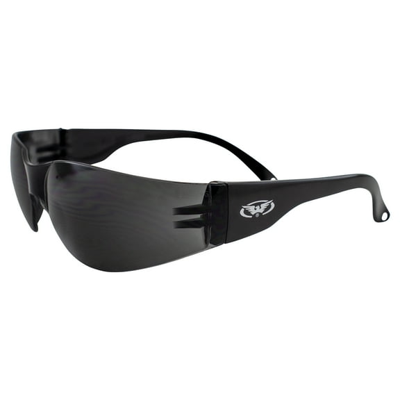 Rider Advanced System Safety Glasses - FREE Rubber Ear Locks and Microfiber Bag - Super Dark Lenses