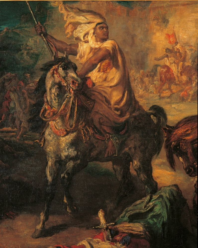 Rider Fight Between Arab Tribe Princes Canvas Art - (24 x 36)