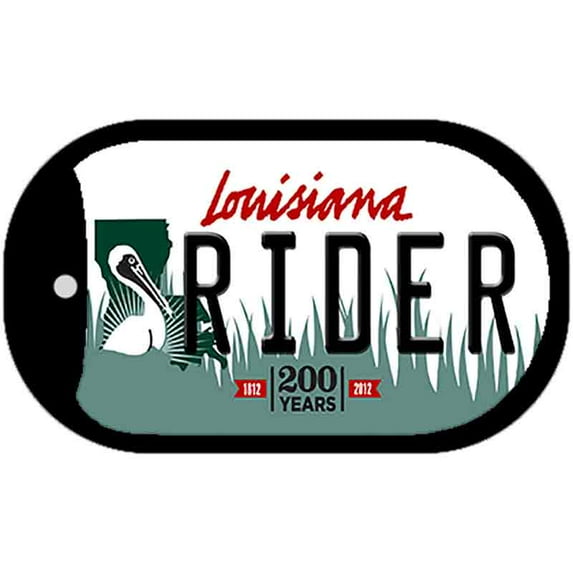 Rider Louisiana Novelty Metal Dog Tag Necklace DT-6213 2" x 1" Dog Tag (DT)
