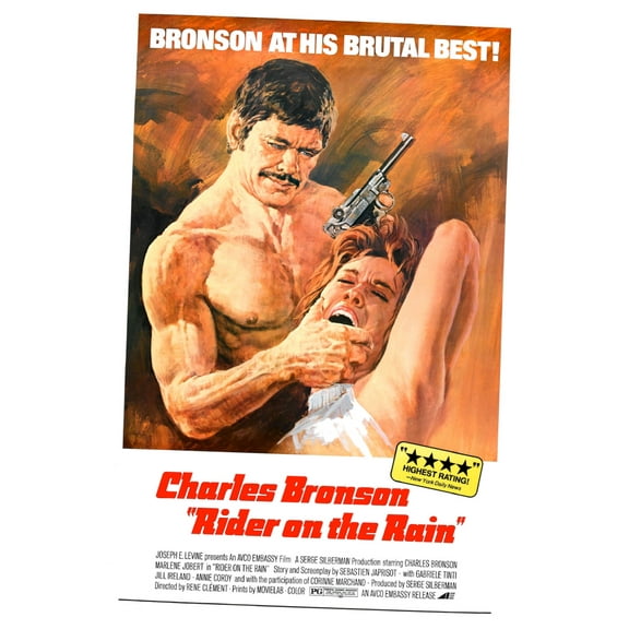 Rider On The Rain Charles Bronson Movie Poster 12x16 Print on Metal Sign 12in x 16in Square Adults AB Posters