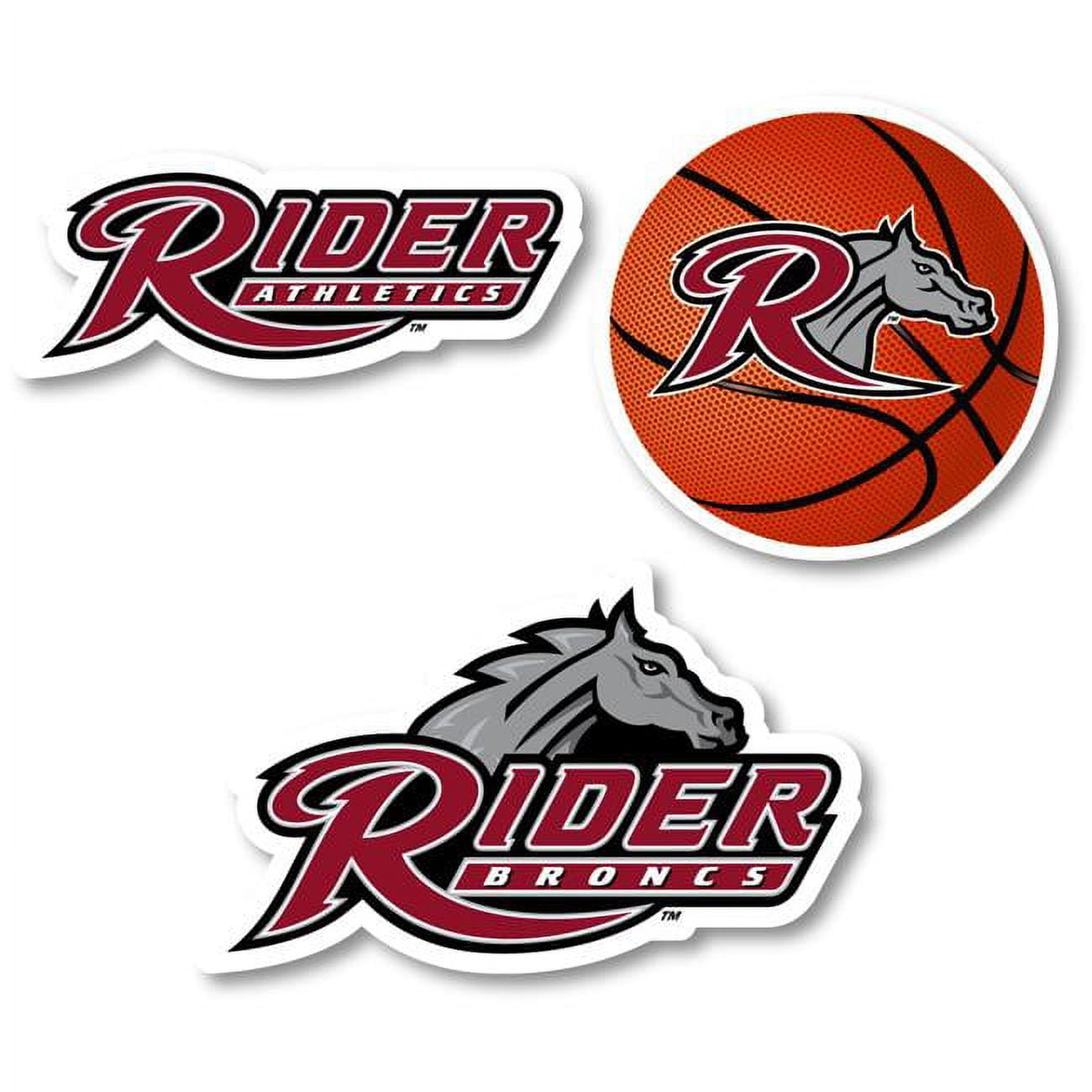 Rider University Broncs Vinyl Decal Sticker, 4 in. Pack of 3