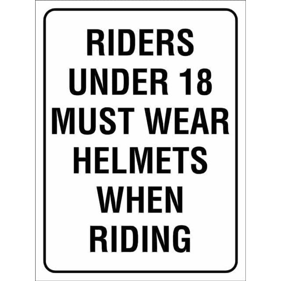 Riders Under 18 Must Wear Helmets Rust-Free Aluminum Metal Sign, Weather Resistant Easy Mount Plaque for Outdoor Trails, Equestrian Safety Sign, 8x12 Inch