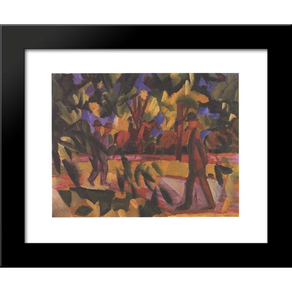 Riders and walkers at a parkway 20x24 Framed Art Print by Macke, August