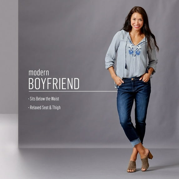 Riders by Lee Women's Indigo Fringe Cuff Boyfriend Jean