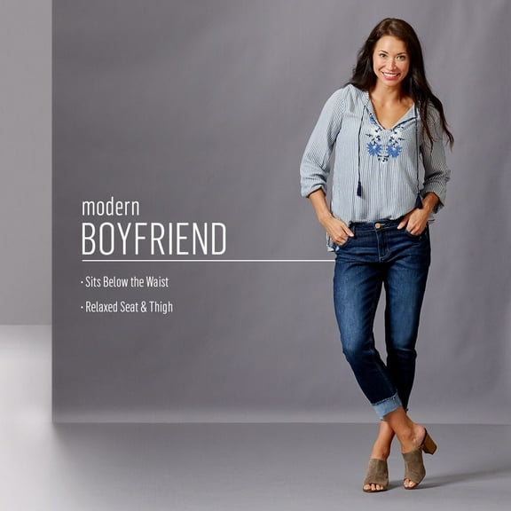 Riders by Lee Women's Indigo Fringe Cuff Boyfriend Jean