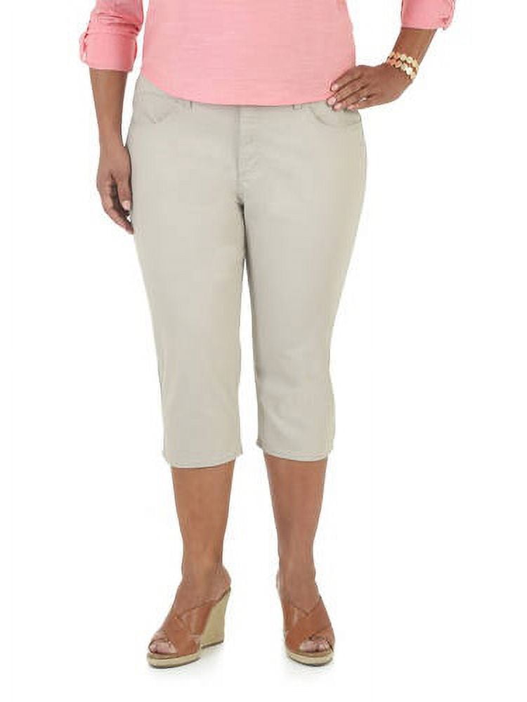 Riders by Lee Women s Plus Size Comfort No Gap Waistband Denim Capri Walmart