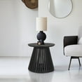 thumbnail image 1 of Ridge 20 Inch Handcrafted Mango Wood Round End Side Table Slatted Flared Base Black - Saltoro Sherpi, 1 of 7