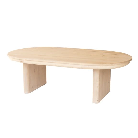 Mango Furniture Co Inc Transitional  Oval Wood Coffee Table, Whitewash Natural