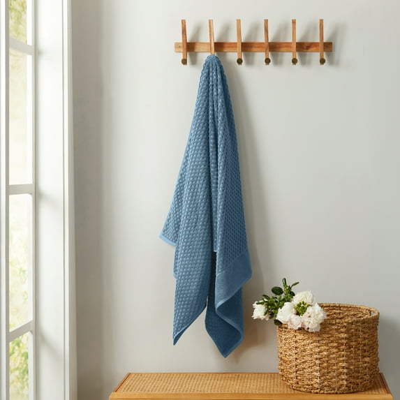 Ridge & Cove Cotton Diamond Textured Bath Sheet, 68" x 35", Blue