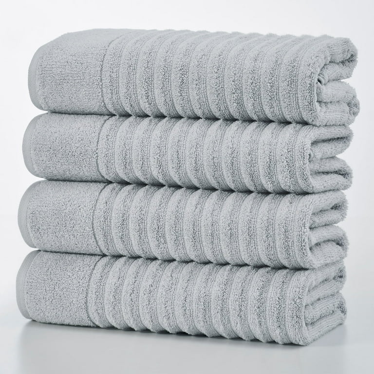 Ridge Cove Zero Twist 100 Cotton Textured Bath Towels 4 Pack Set Light Grey Walmart