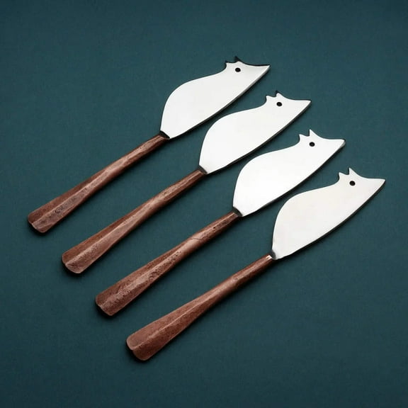 Ridge Design Copper Antique Mouse Cheese Knife 4 Pcs. Set