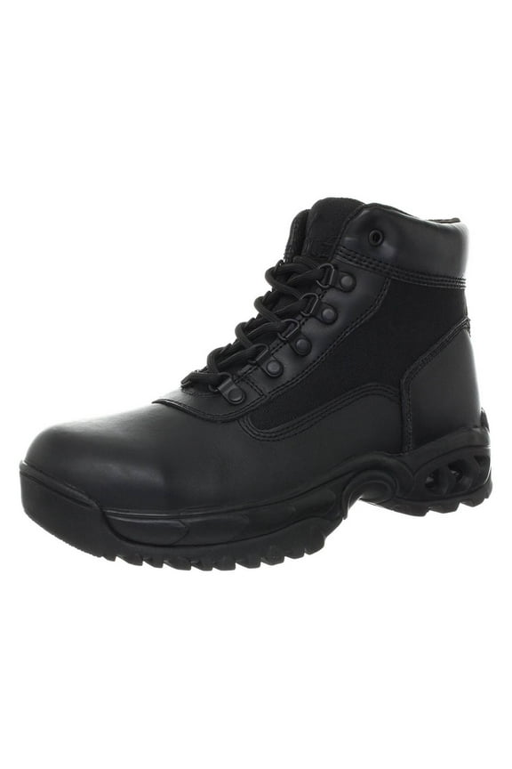 Ridge Men Steel Toe Leather Non-Slip Tactical Military Work Black Shoe Boot - Size 4.5