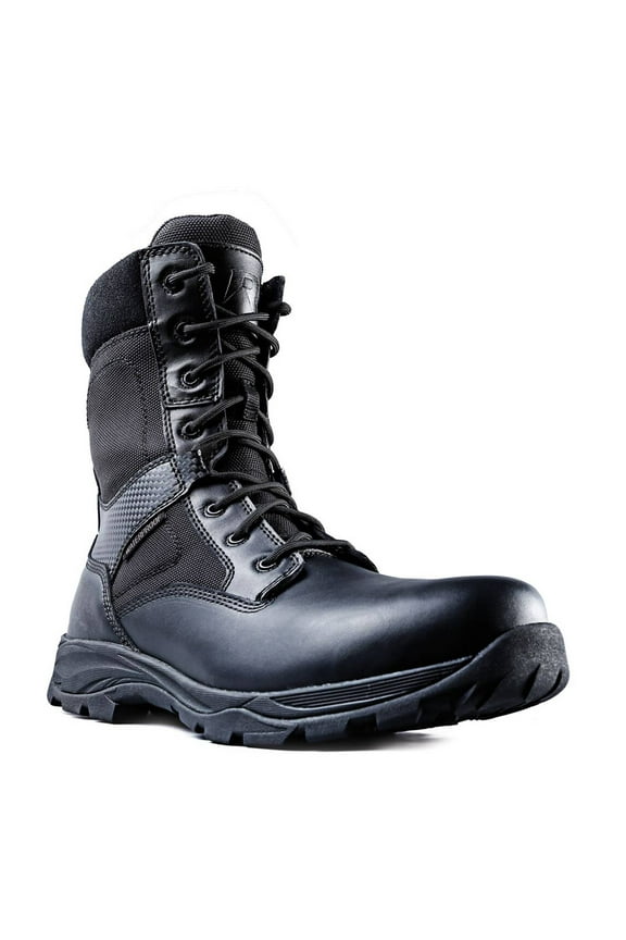 Ridge Men 8" Waterproof Leather Non-Slip Tactical Military Work Black Shoe Boot - Size 6.5W
