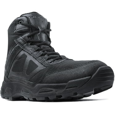 Ridge Footwear Men's Momentum 5006 6" Side Zip Black Leather Tactical Work Boots - Size 7W