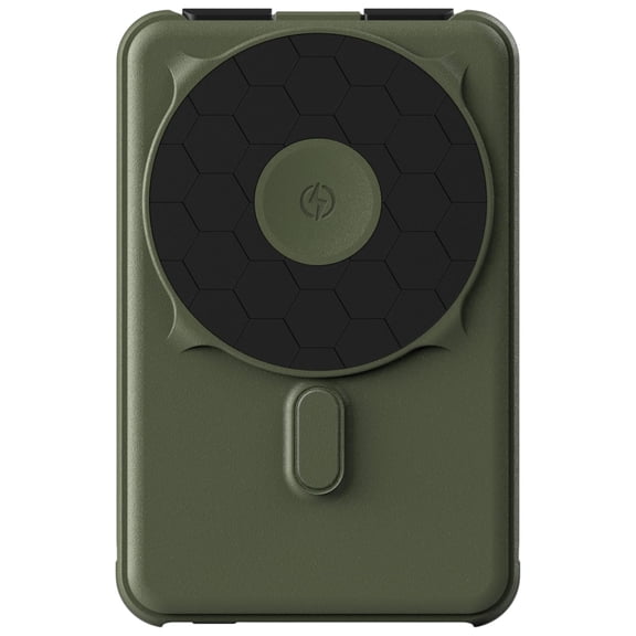 Ridge Magnetic Power Bank Battery Pack 10,000mAh - Fast Charging, Compatible with MagSafe - Portable Charger Powerbank - with Built in Cables, Wireless Charging & Magnetic Attachment (Matte Olive)