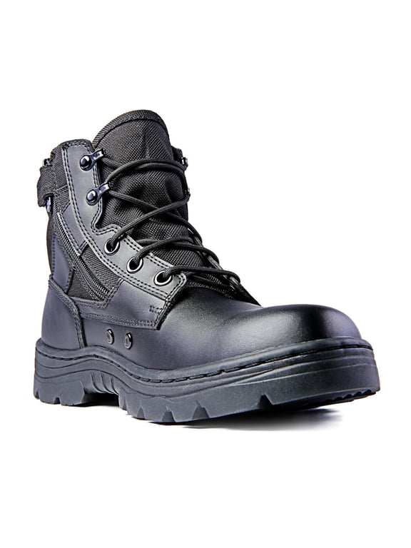 Ridge Men 6" Leather Non-Slip Tactical Military Work Black Shoe Boot, S4