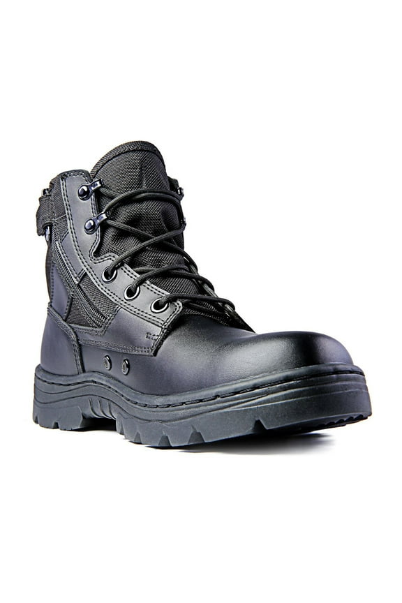 Ridge Men 6" Leather Non-Slip Tactical Military Work Black Shoe Boot, S8.5W