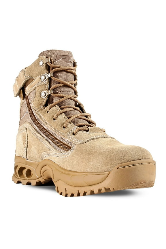 Ridge Men 6" Suede Leather Zipper Non-Slip Tactical Military Work Sand Shoe Boot - Size 5