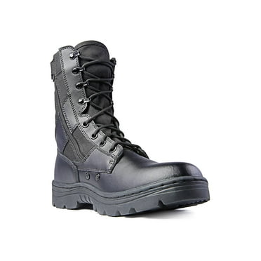 Ridge Men 8" Waterproof Leather Non-Slip Tactical Military Work Black Shoe Boot, S4.5