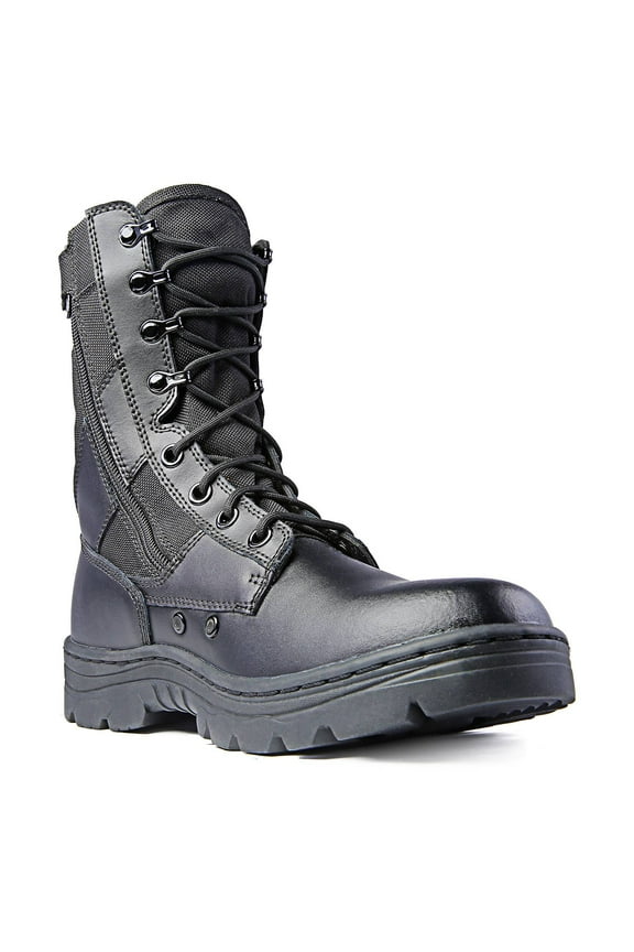 Ridge Men 8" Waterproof Leather Non-Slip Tactical Military Work Black Shoe Boot, S8