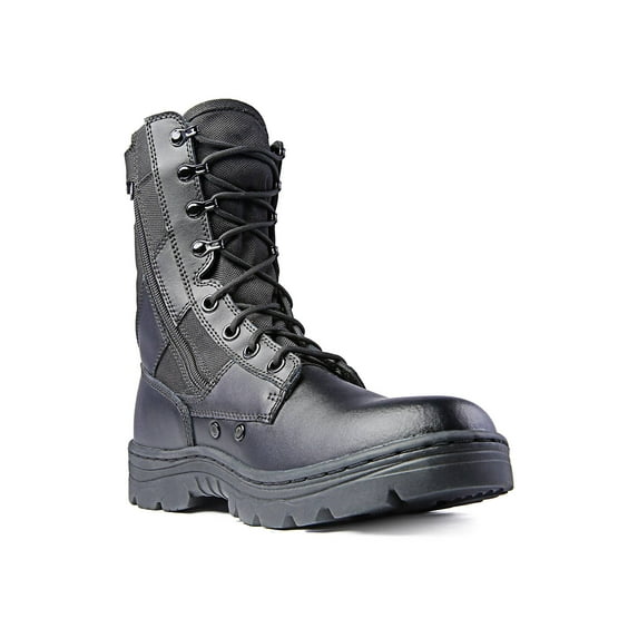 Ridge Men 8" Waterproof Leather Non-Slip Tactical Military Work Black Shoe Boot, S9