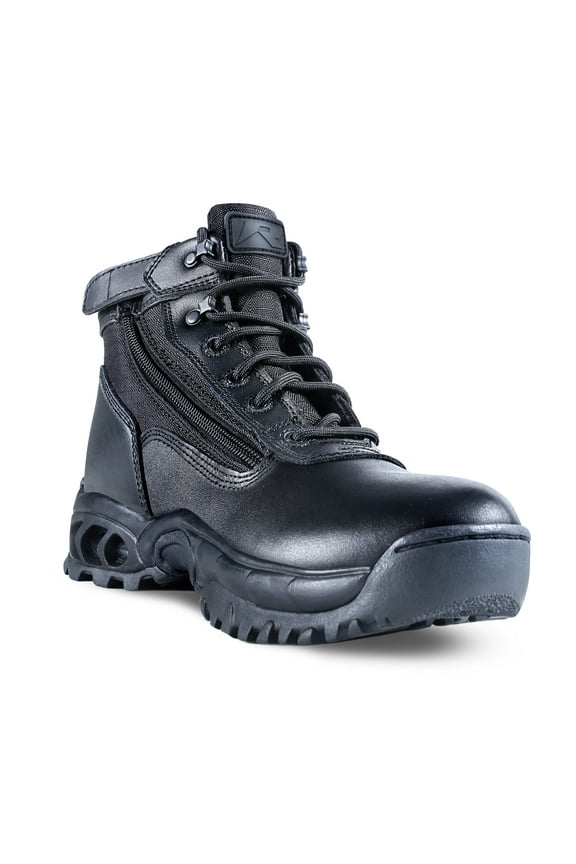 Ridge Men Waterproof Leather Non-Slip Tactical Military Work Black Shoe Boot - (M)7.0 (W)8.5 Wide