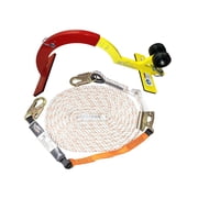 Ridge Pro Roof Anchor System 50ft Vertical Lifeline Bundle, Red and Yellow Aluminum, OSHA Compliant