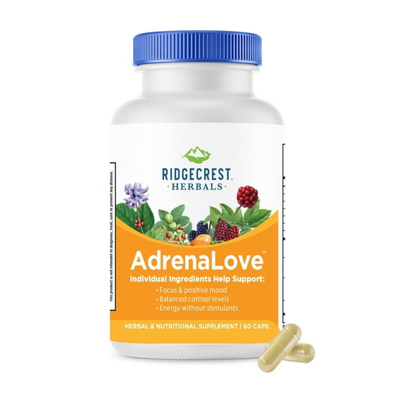 RidgeCrest Herbals Adrenal Fatigue Fighter, Stress and Energy Support Supplement with Ashwagandha, L-Theanine, Ginseng, Schisandra, Taurine, Holy Basil, B Vitamins (60 Vegan Caps, 30 Serv)