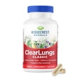 thumbnail image 1 of Ridgecrest Herbals ClearLungs Classic, Natural Lung and Nasal Daily Health Supplement for Bronchial, Respiratory, Immune, Sinus, and Mucus Wellness Support, Herbal Formula (120 Caps, 60 Serv), 1 of 7