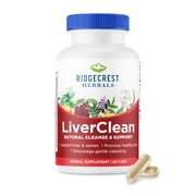 RidgeCrest Herbals LiverClean, Natural, Herbal Liver Support Supplement with Blessed Thistle Herb, Dandelion, Barberry, Wild Yam, Detox and Cleanse Support Formula, Healthy Bile 60 Caps, 30 Serv