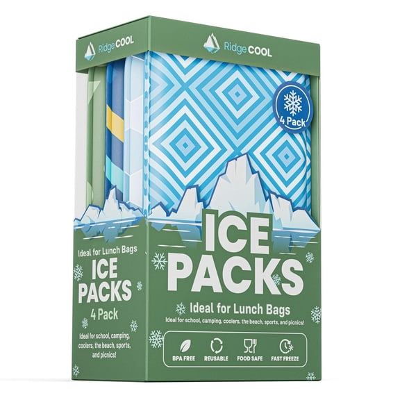 Ridgecool Slim Lunch Box Ice Pack Set, Reusable Gel Freezer Packs, 4.5" x 6" Each, 4 Pack